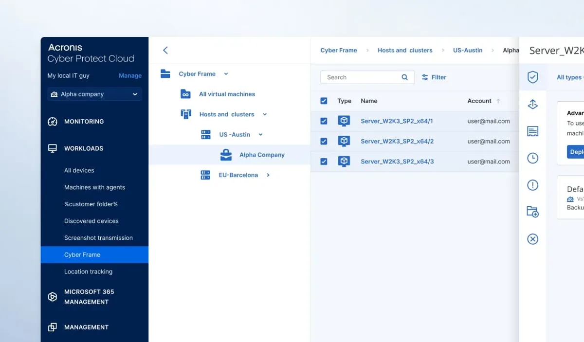 Console Acronis Cyber Protect