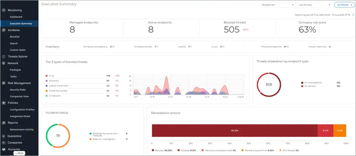 Console Bitdefender GravityZone